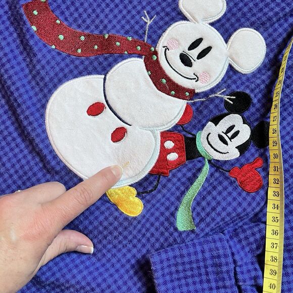 Vintage Disney Store Nightgown Women’s L/XL Mickey Mouse Blue Plaid Flannel 90s - Picture 6 of 11